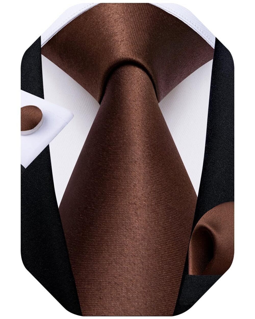 2791 Solid Color Tie and Pocket Square Set Woven Silk Plain Necktie &